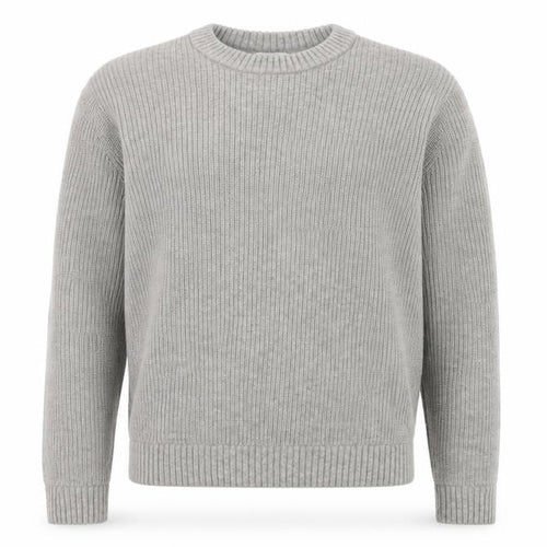 Marks and Spencer Men Grey XL Lambswool Blend Rib Knit Crew Neck Jumper