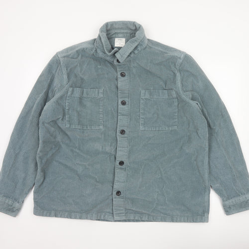Marks and Spencer Men's Green 2XL Corduroy Overshirt Button-Up