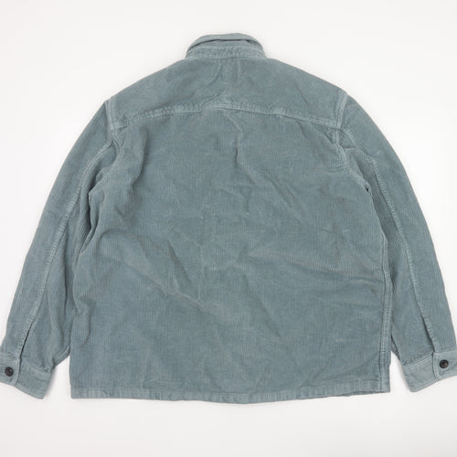 Marks and Spencer Men's Green 2XL Corduroy Overshirt Button-Up