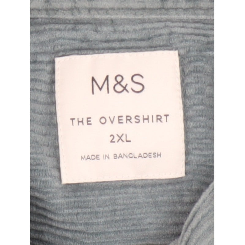 Marks and Spencer Men's Green 2XL Corduroy Overshirt Button-Up