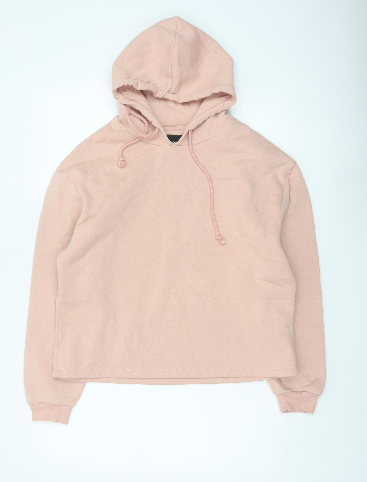 PIECES Women's Pink L Pullover Hoodie Drawstring Long Sleeve Cotton Blend