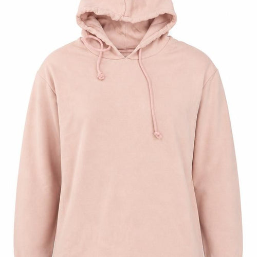 PIECES Women's Pink L Pullover Hoodie Drawstring Long Sleeve Cotton Blend