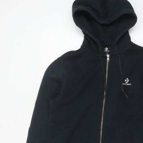 Converse Men’s Black S Full Zip Logo Hooded Fleece Hoodie