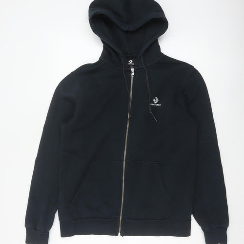 Converse Men’s Black S Full Zip Logo Hooded Fleece Hoodie
