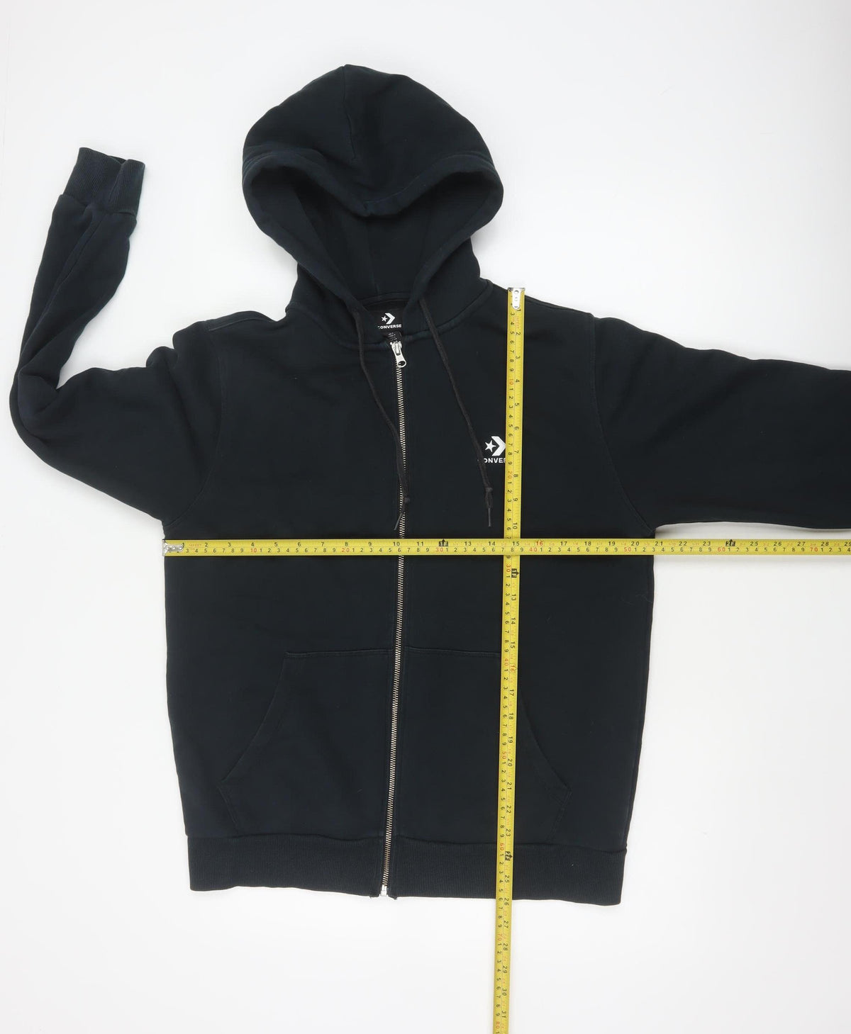 Converse Men’s Black S Full Zip Logo Hooded Fleece Hoodie