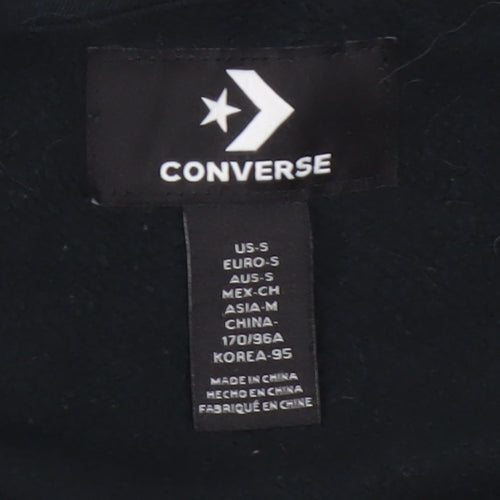 Converse Men’s Black S Full Zip Logo Hooded Fleece Hoodie