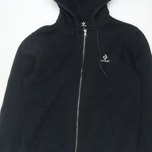Converse Men’s Black S Full Zip Logo Hooded Fleece Hoodie