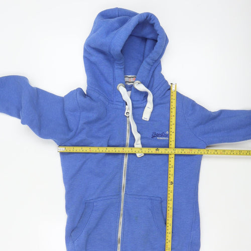 Superdry Women Blue M Full Zip Hooded Logo Fleece Hoodie