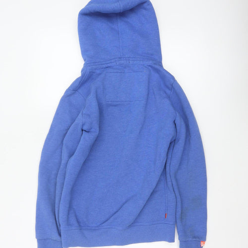 Superdry Women Blue M Full Zip Hooded Logo Fleece Hoodie