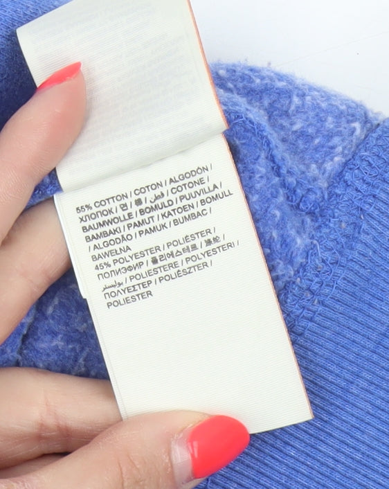 Superdry Women Blue M Full Zip Hooded Logo Fleece Hoodie
