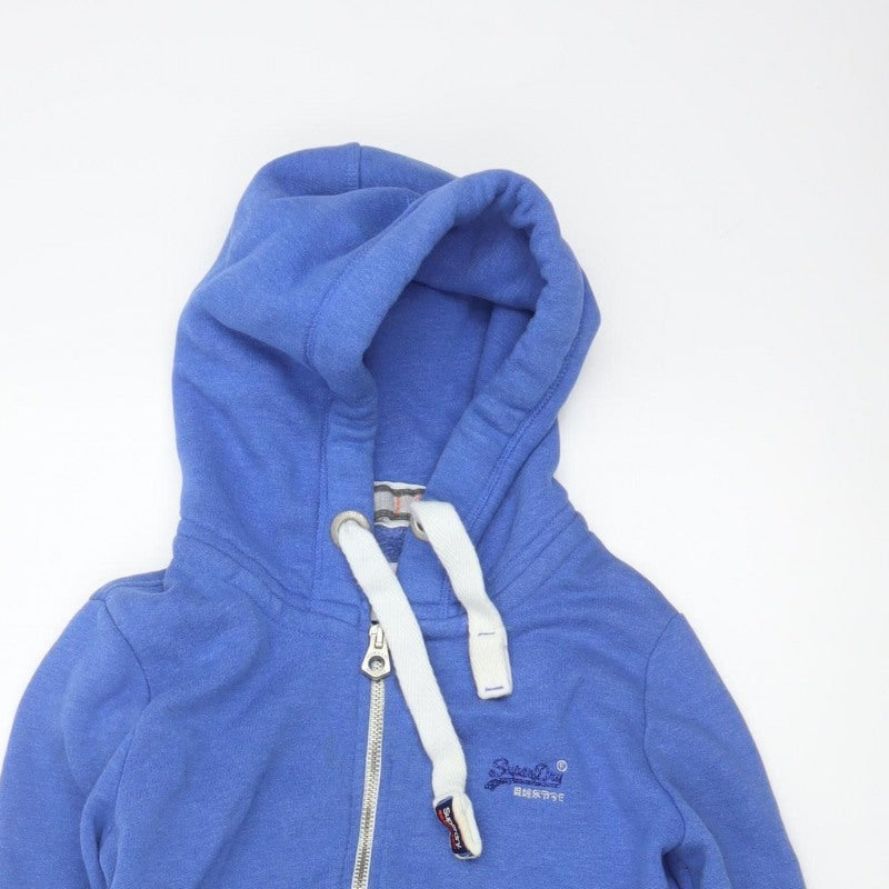 Superdry Women Blue M Full Zip Hooded Logo Fleece Hoodie