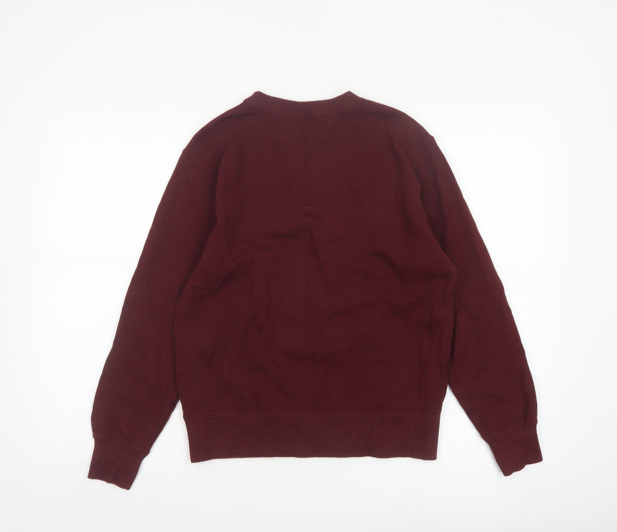 Brand and care label for Champion Women Brown S Pullover Sweatshirt Logo Crew Neck
