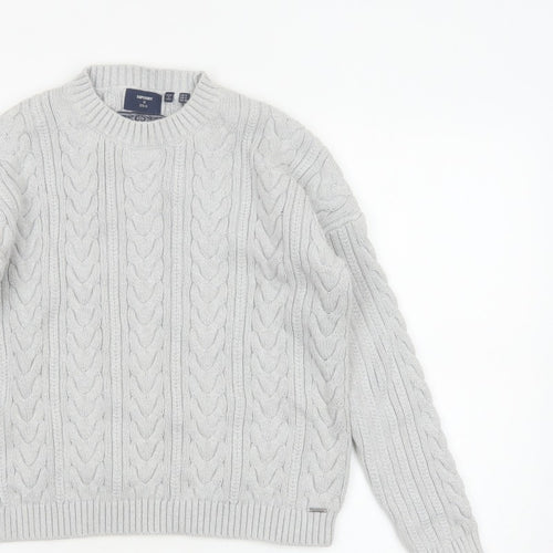 Superdry Women’s Grey UK 8 Cable Knit Cotton Crew Neck Pullover Jumper