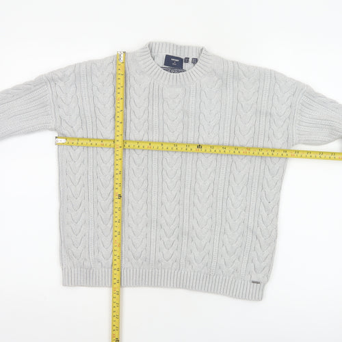 Superdry Women’s Grey UK 8 Cable Knit Cotton Crew Neck Pullover Jumper