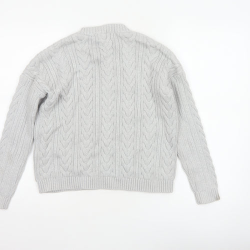 Superdry Women’s Grey UK 8 Cable Knit Cotton Crew Neck Pullover Jumper