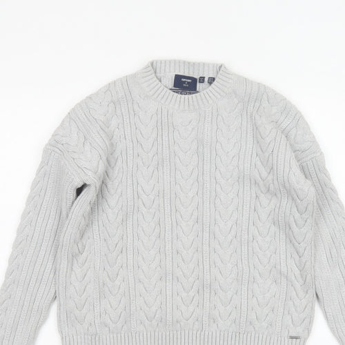 Superdry Women’s Grey UK 8 Cable Knit Cotton Crew Neck Pullover Jumper