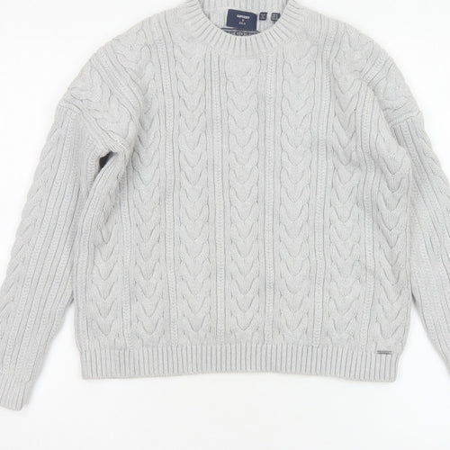 Superdry Women’s Grey UK 8 Cable Knit Cotton Crew Neck Pullover Jumper