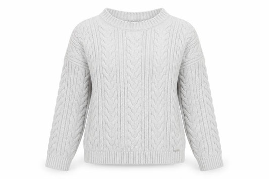 Superdry Women’s Grey UK 8 Cable Knit Cotton Crew Neck Pullover Jumper