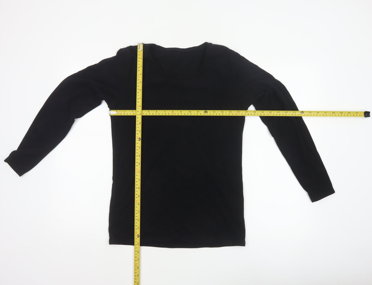 Heatgen Women Black UK 18 Basic Thermal Stretch Long Sleeve T-Shirt