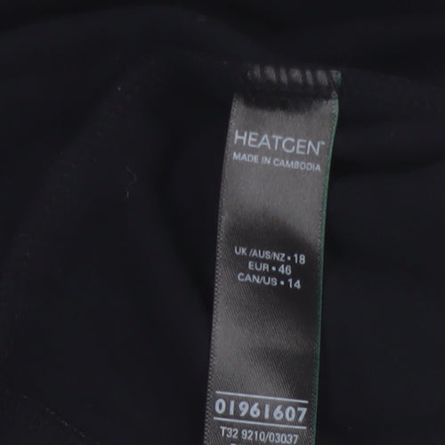 Heatgen Women Black UK 18 Basic Thermal Stretch Long Sleeve T-Shirt