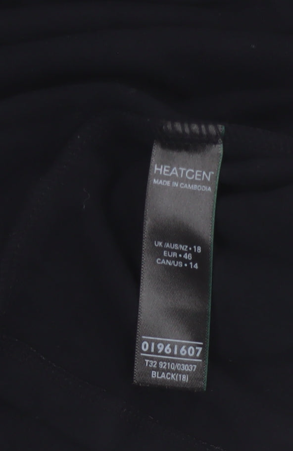 Heatgen Women Black UK 18 Basic Thermal Stretch Long Sleeve T-Shirt