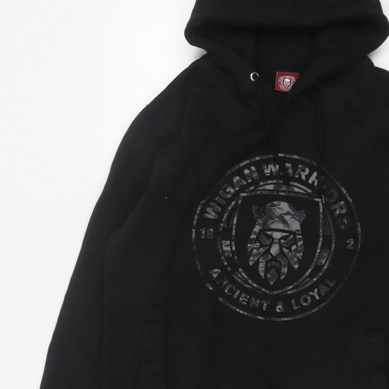 Wigan Warriors Men’s Black L Pullover Hoodie Rugby Logo Graphic
