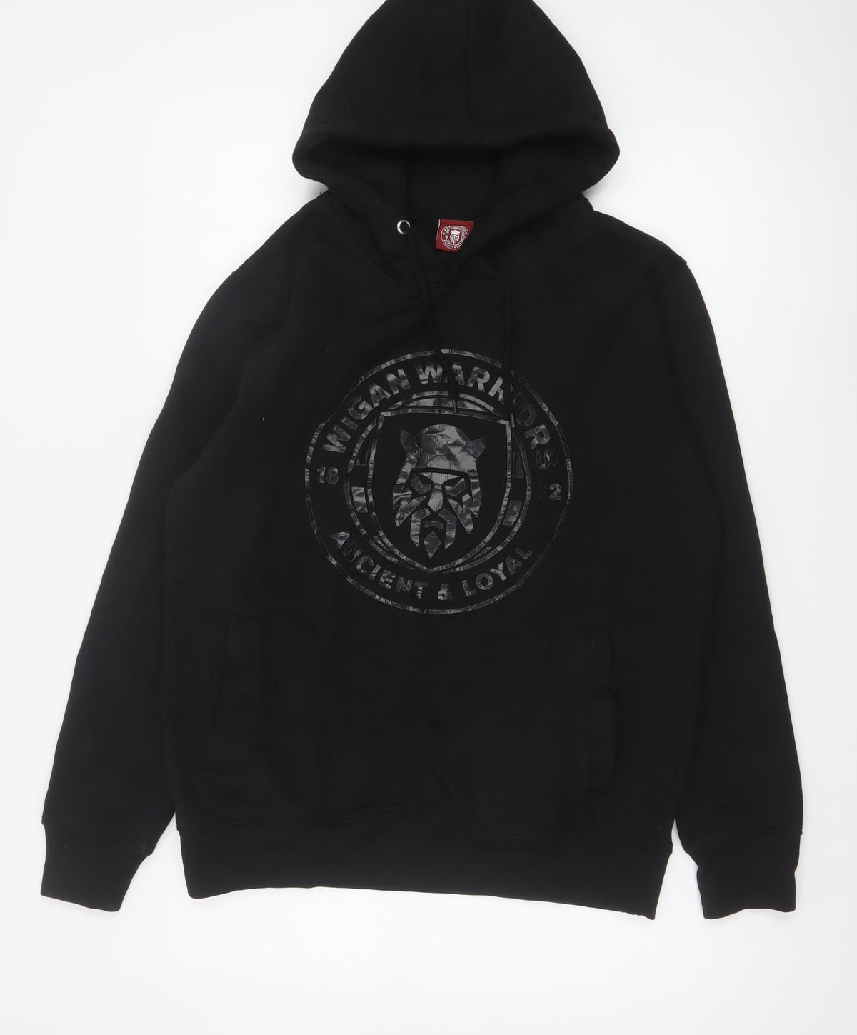 Wigan Warriors Men’s Black L Pullover Hoodie Rugby Logo Graphic