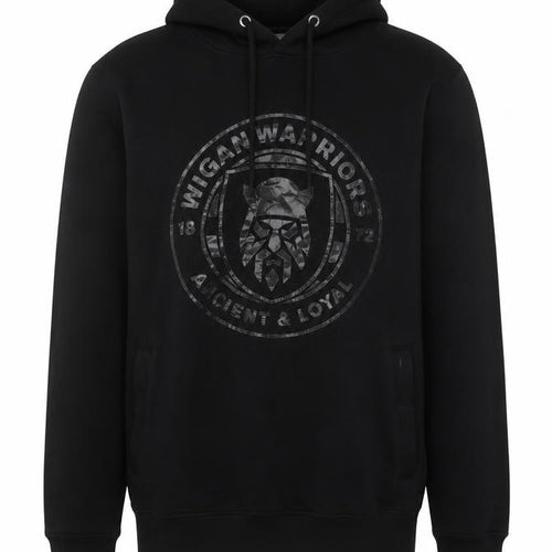 Wigan Warriors Men’s Black L Pullover Hoodie Rugby Logo Graphic
