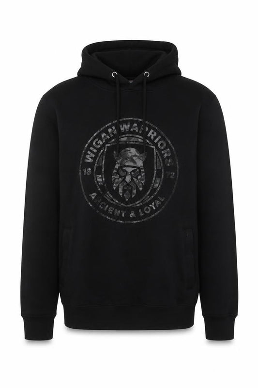 Wigan Warriors Men’s Black L Pullover Hoodie Rugby Logo Graphic