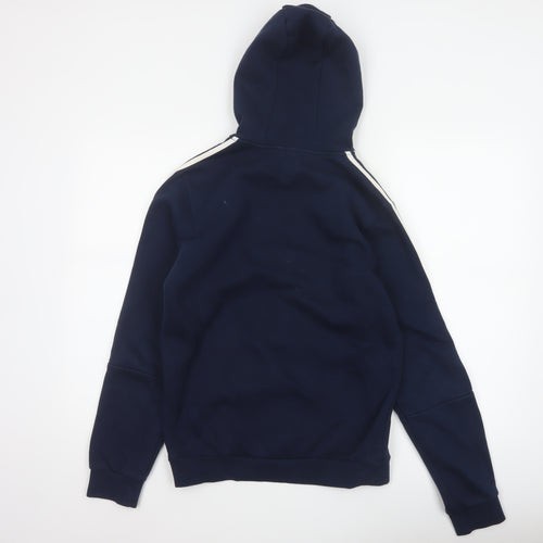 Adidas Men’s Navy Blue S Pullover Hoodie 3 Stripe Logo Pocket