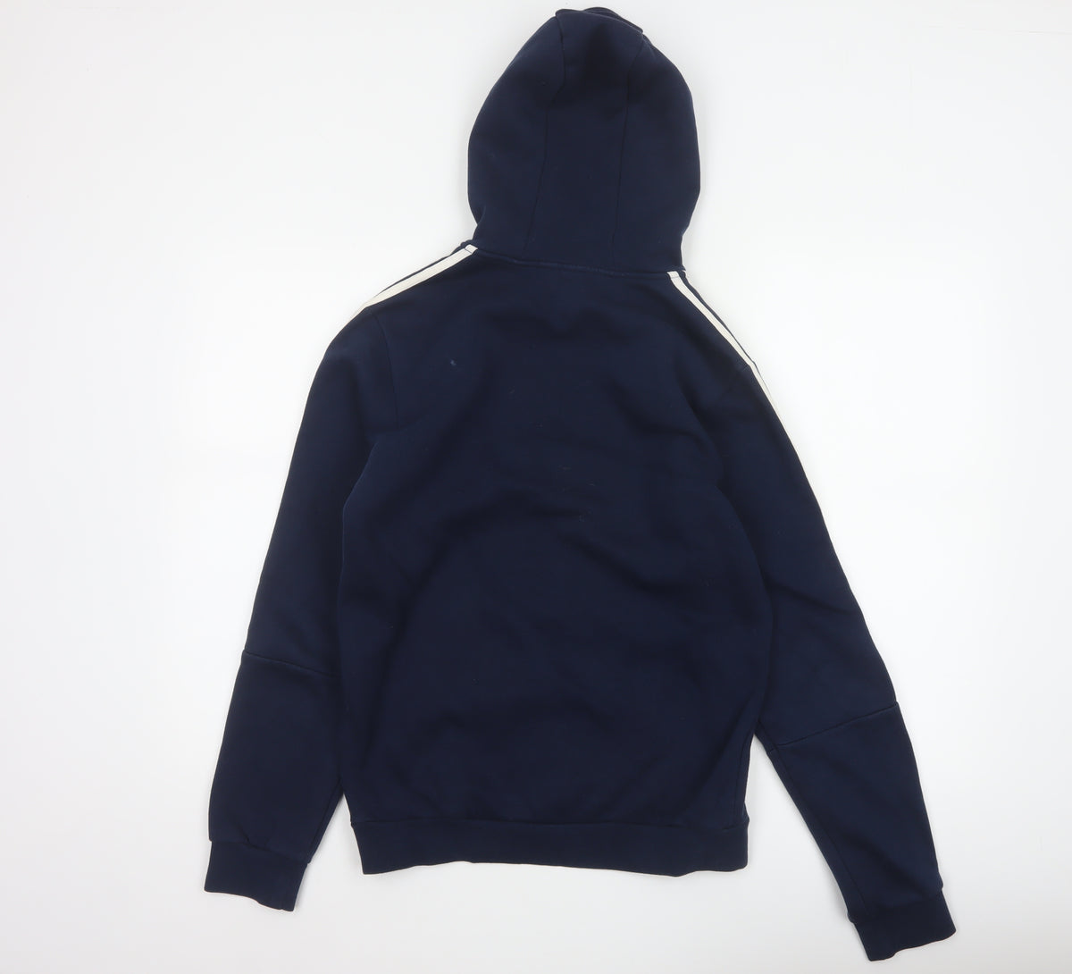 Adidas Men’s Navy Blue S Pullover Hoodie 3 Stripe Logo Pocket