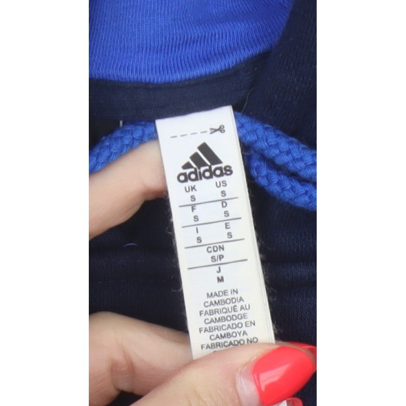 Adidas Men’s Navy Blue S Pullover Hoodie 3 Stripe Logo Pocket
