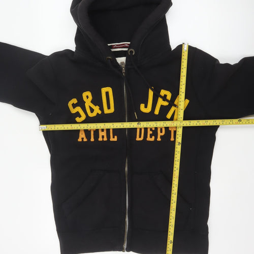 Superdry Men’s Black Large Full Zip Hoodie Logo College Cotton Blend