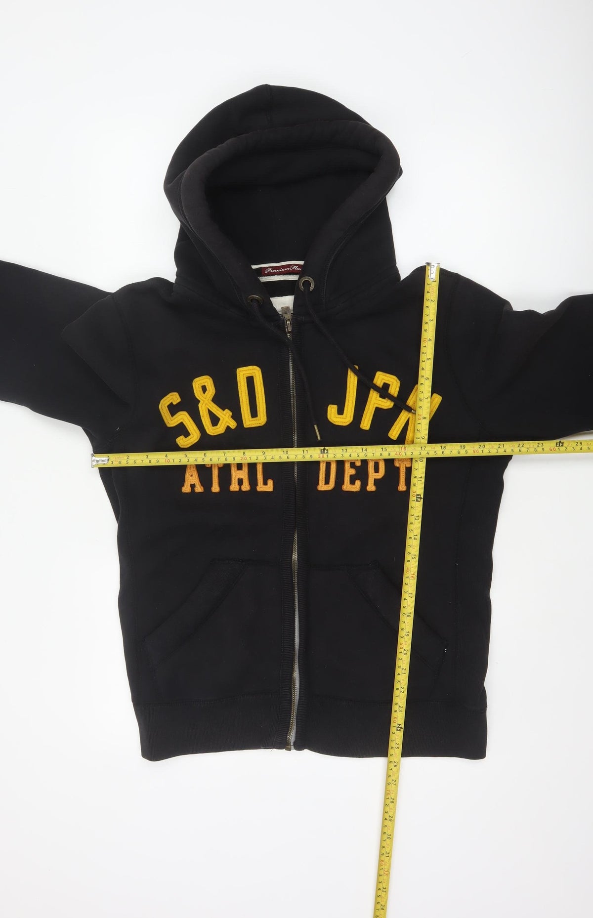 Superdry Men’s Black Large Full Zip Hoodie Logo College Cotton Blend