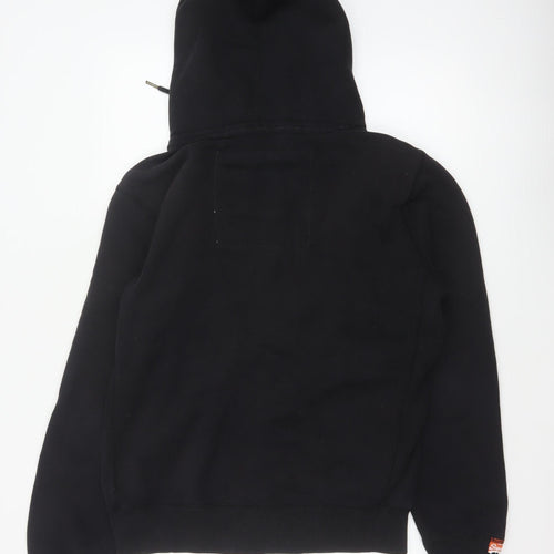 Superdry Men’s Black Large Full Zip Hoodie Logo College Cotton Blend