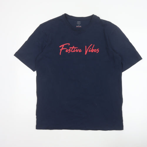 John Lewis Men's Navy S Festive Vibes Christmas Graphic T-Shirt