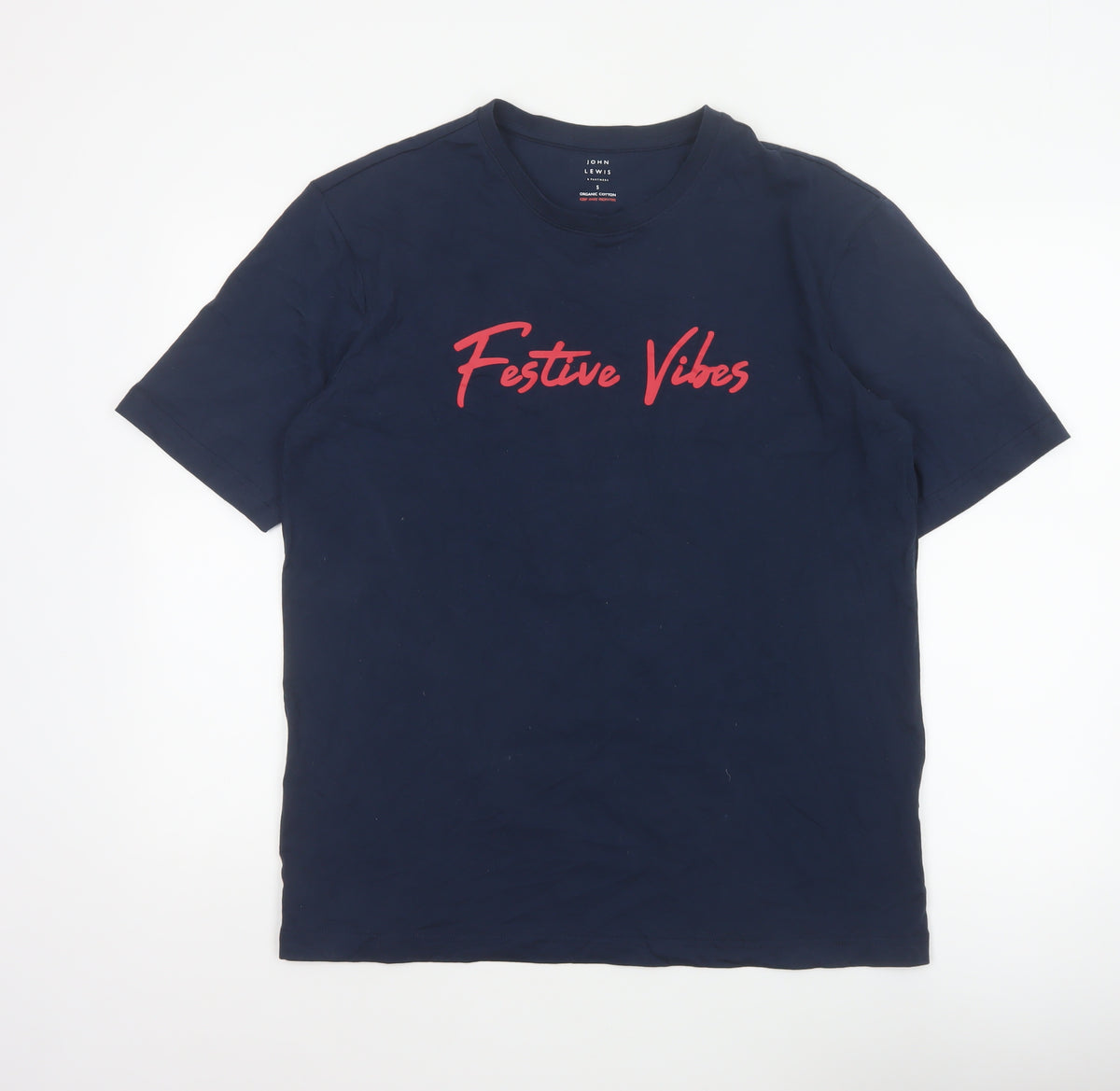 John Lewis Men's Navy S Festive Vibes Christmas Graphic T-Shirt
