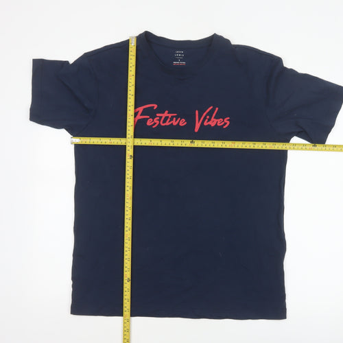 John Lewis Men's Navy S Festive Vibes Christmas Graphic T-Shirt