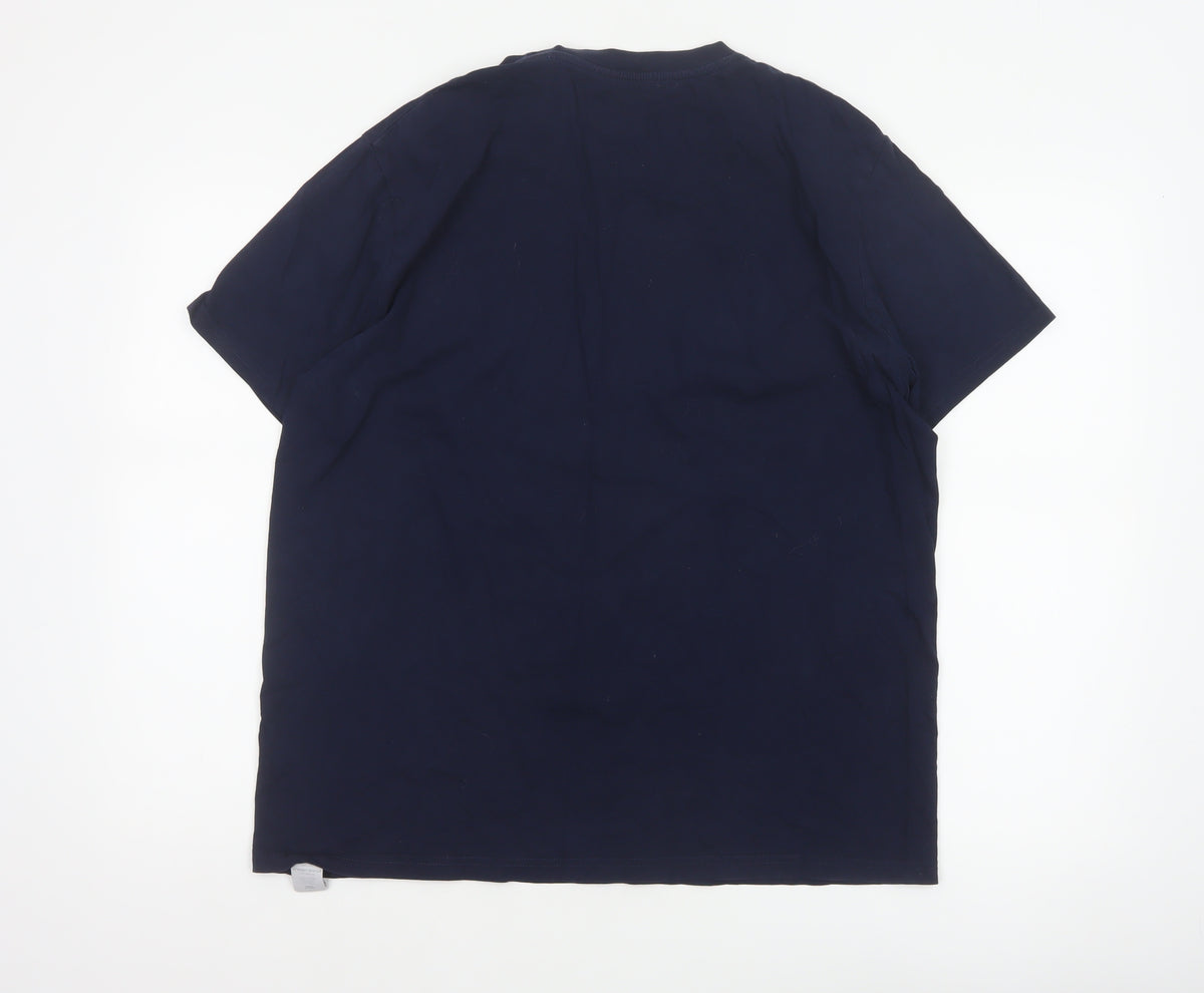 Brand and care label for Forever Everton Men’s Blue L Graphic Print Crew Neck T-Shirt