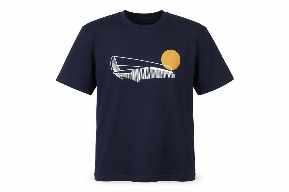 Front view of Forever Everton Men’s Blue L Graphic Print Crew Neck T-Shirt
