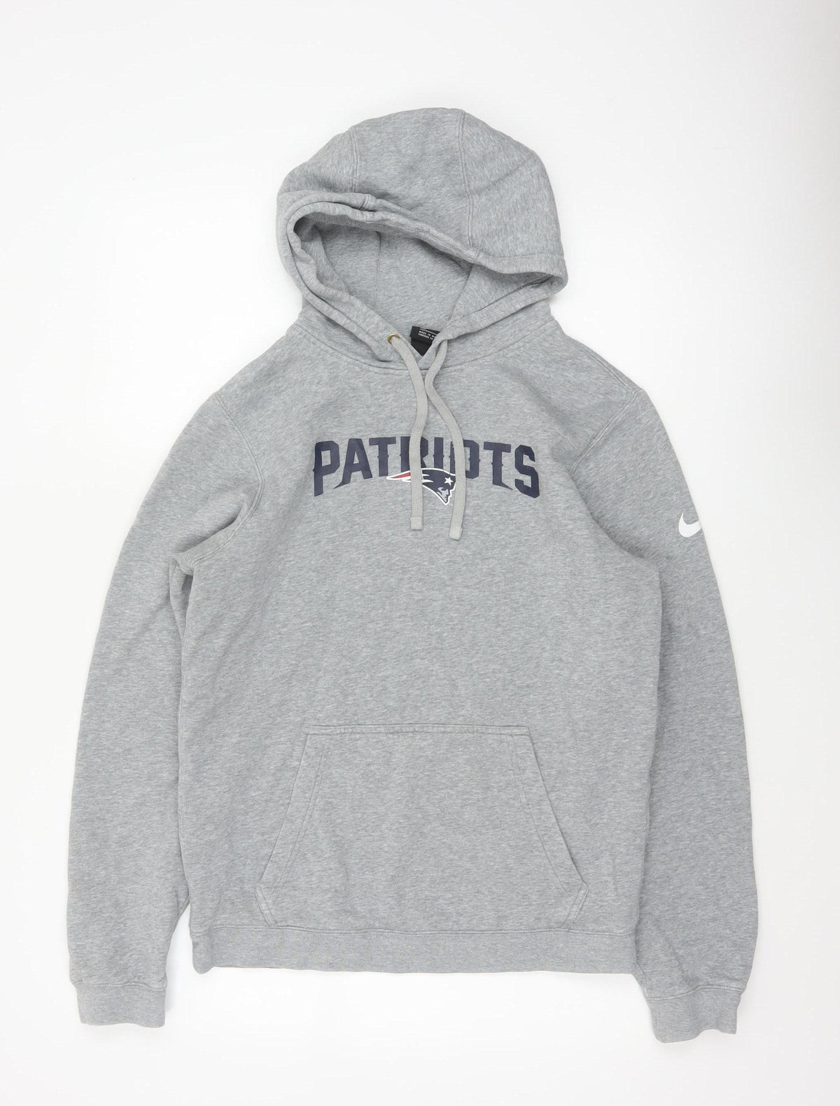 Back view of Nike Men’s Grey S New England Patriots NFL Pullover Hoodie