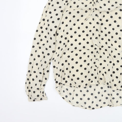 Laura Ashley Women Ivory Polka Dot Tie Neck Viscose Blouse UK 14