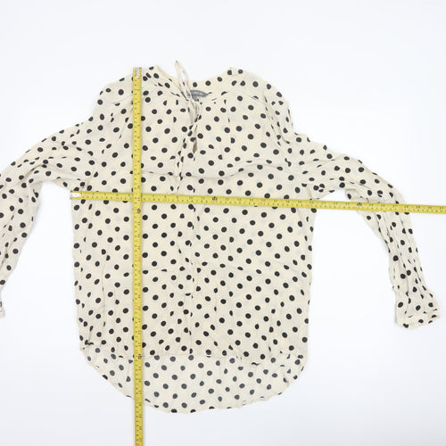 Laura Ashley Women Ivory Polka Dot Tie Neck Viscose Blouse UK 14