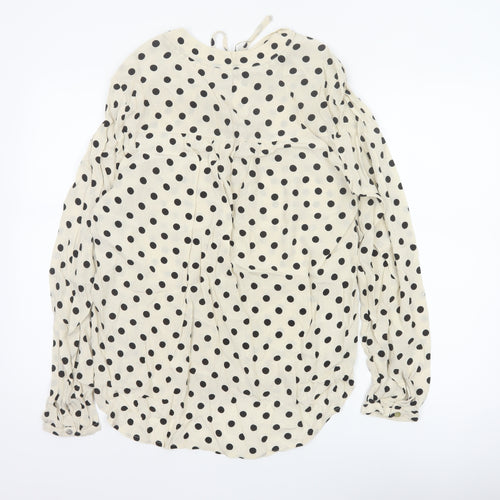 Laura Ashley Women Ivory Polka Dot Tie Neck Viscose Blouse UK 14