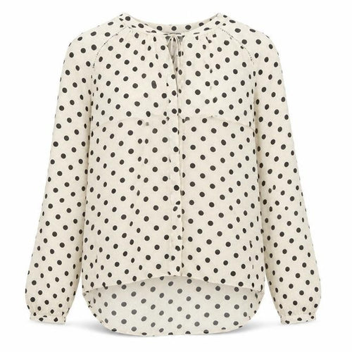 Laura Ashley Women Ivory Polka Dot Tie Neck Viscose Blouse UK 14