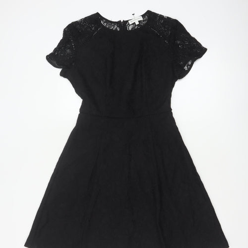Warehouse Women Black UK 8 A-Line Lace Knee Length Party Dress