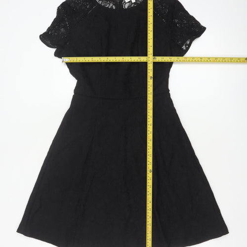 Warehouse Women Black UK 8 A-Line Lace Knee Length Party Dress