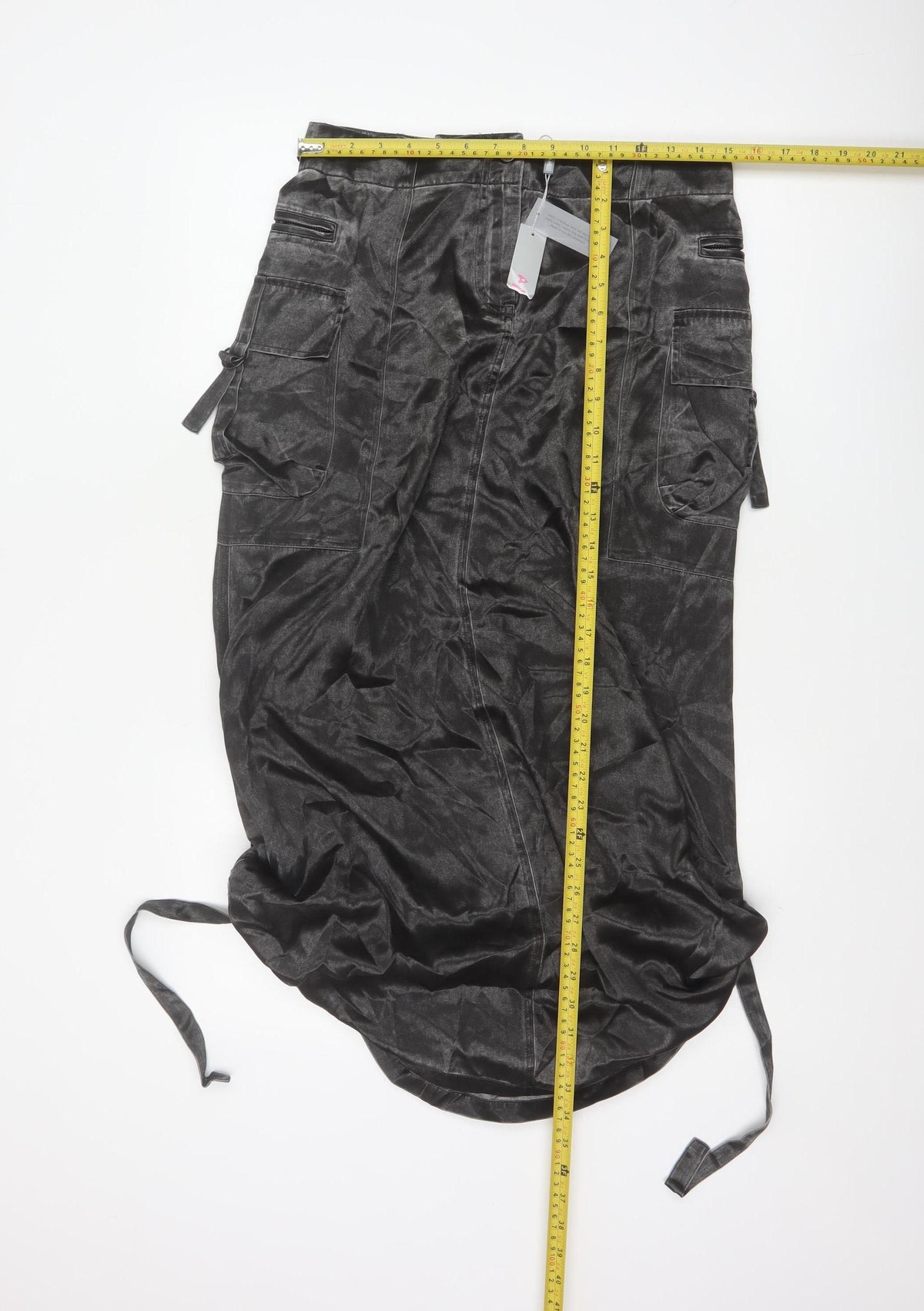 Per Una Women Black Size 10 Cargo Long Satin Skirt Pockets NWT