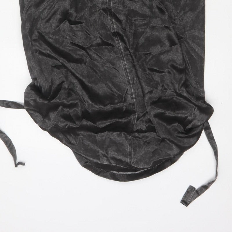 Per Una Women Black Size 10 Cargo Long Satin Skirt Pockets NWT