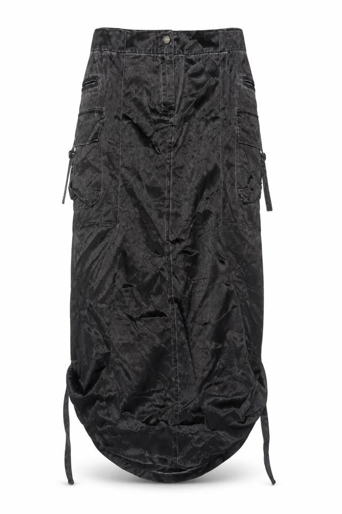 Per Una Women Black Size 10 Cargo Long Satin Skirt Pockets NWT